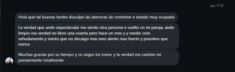 Mensaje de una persona que hizo el recorrido